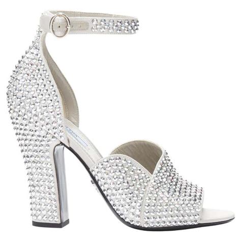 prada rhinestone heel|Prada ankle pumps.